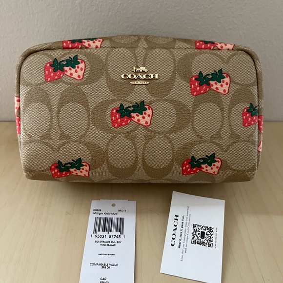 Coach Bags Coach Small Boxy Cosmetic Case In Signature Canvas With